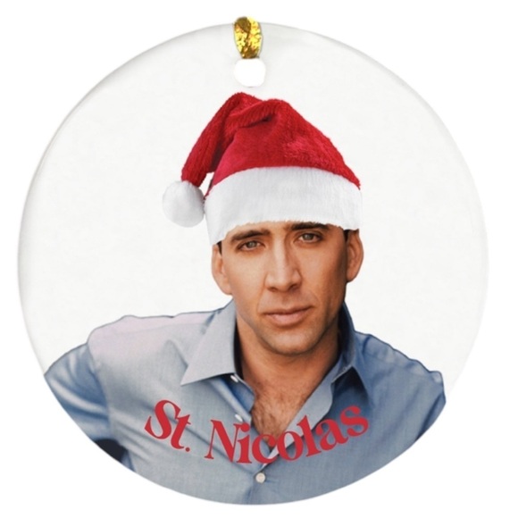 Nicholas Cage Saint Nicholas Funny Christmas Ornament - Picture 1 of 2